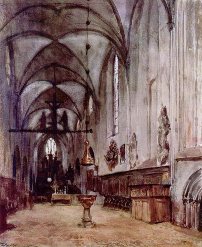 Koor van de oude kloosterkerk in Berlijn door Adolph Menzel